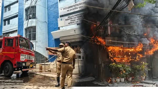 আলিপুরে দক্ষিণ ২৪ পরগনা জেলা পরিষদ ভবনে আগুন, ঘটনাস্থলে ১০টি ইঞ্জিন, রশি নামিয়ে উদ্ধার